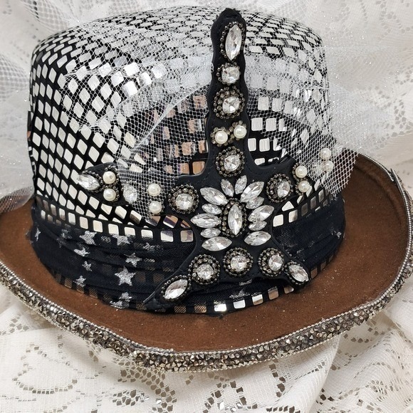 Handmade Min Top Hat Rhinestone Embellished Party Hat Costume Accesso - Picture 4 of 6